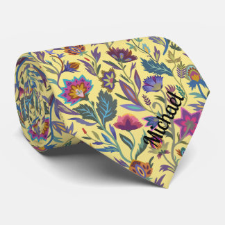 Monogram Colorful Victorian yellow pattern l Party Neck Tie