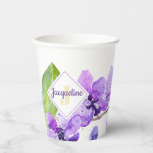 Monogram Colorful Watercolor Orchid design