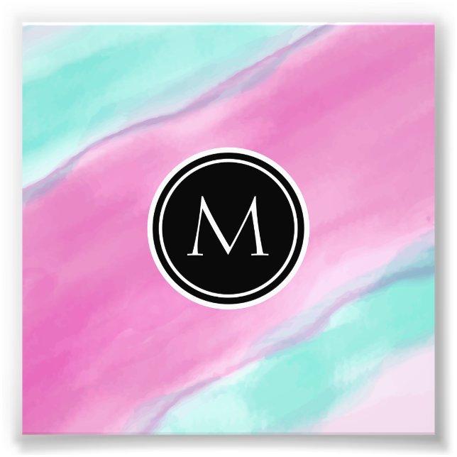 Monogram Colorful Watercolor Photo Print (Front)