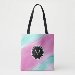 Monogram Colorful Watercolor Tote Bag