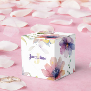 Monogram Colorful Wild Flower Illustrated Favor Boxes