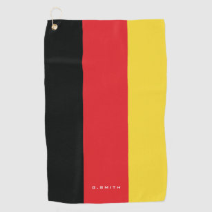Monogram. Colors of Germany Flag. Golf Towel