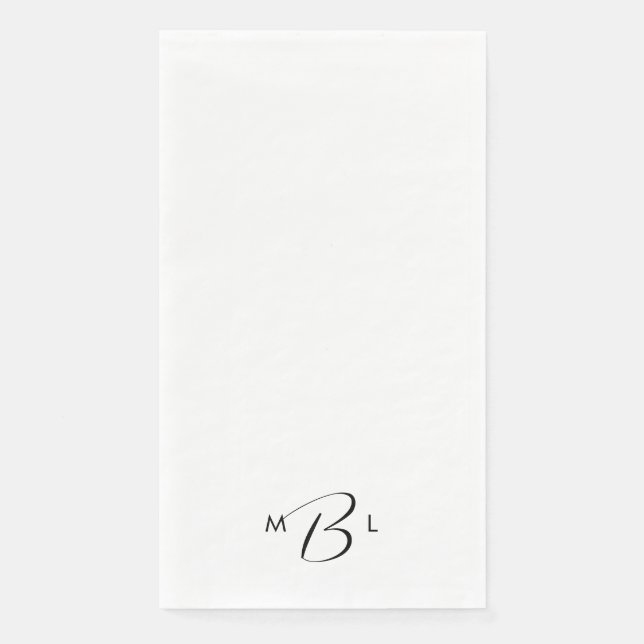 Monogram Combo Font White Wedding Napkins (Front)