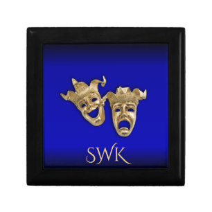 Monogram Comedy Tragedy Theater Masks Cobalt Blue Gift Box