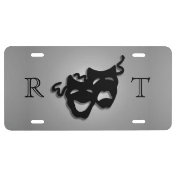 Monogram Comedy Tragedy Theater Masks License Plate