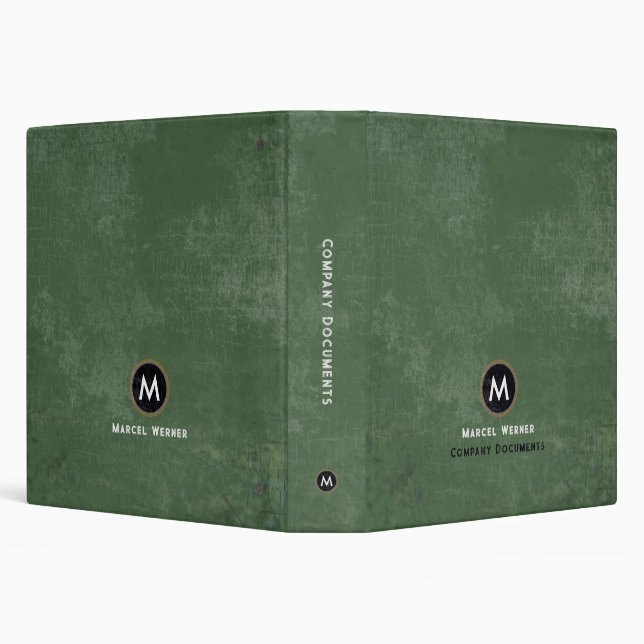 Monogram Company Documents Aged Grayish Green 3 Ring Binder (Background)
