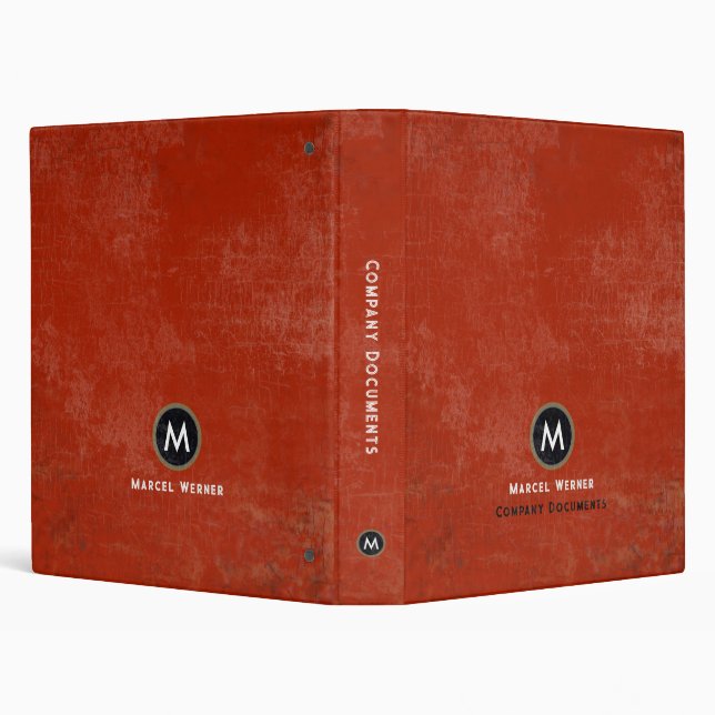 Monogram Company Documents Aged Red 3 Ring Binder (Background)