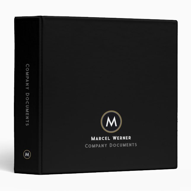 Monogram Company Documents Black 3 Ring Binder (Front/Spine)
