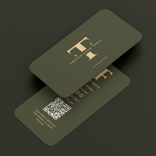 Monogram Company Logo F T Green Army Modern Business Card