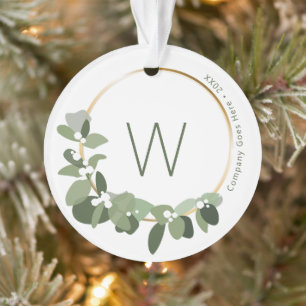 Monogram Company Name Modern Wreath business gift Ornament