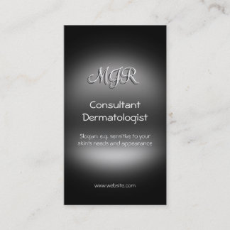 Monogram, Consultant Dermatologist, metal-look Business Card