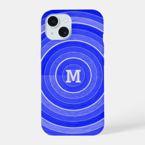 Monogram contemporary blue circle art iPhone 15 case