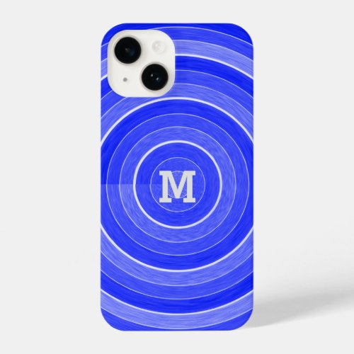 Monogram contemporary blue circle art iPhone 14 case