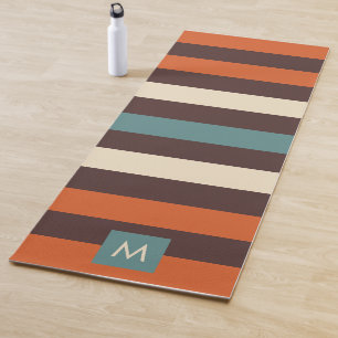 Monogram Cool Colorful Retro Stripes Yoga Mat