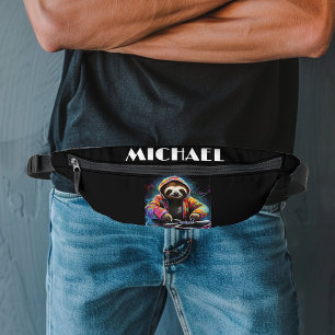 Monogram Cool Neon Retro DJ Sloth Fanny Pack