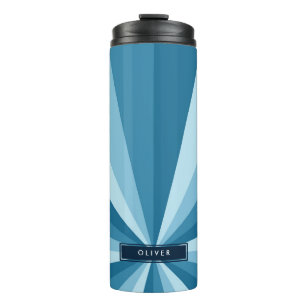 Monogram Cool Shades of Blue Color Wheel Pattern Thermal Tumbler