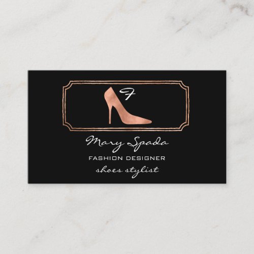 Monogram Copper Shoes Heels Logo Shop QR Black  Business Card