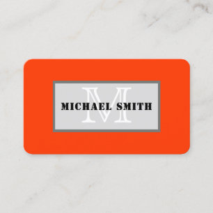 Monogram Coquelicot Solid Color Background Business Card