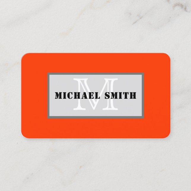 Monogram Coquelicot Solid Color Background Business Card (Front)