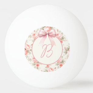 Monogram Coquette Pink Bow Ping Pong Ball