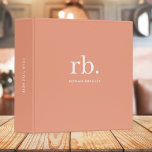 Monogram Coral Peach Elegant Feminine Minimalist 3 Ring Binder<br><div class="desc">A minimalist monogram design with large typography initials in a classic font with your name below on a feminine coral peach background. The perfectly custom gift or accessory!</div>