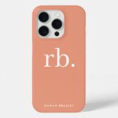 Monogram Coral Peach Elegant Feminine Minimalist Case-Mate iPhone Case (Back)