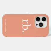 Monogram Coral Peach Elegant Feminine Minimalist Case-Mate iPhone Case (Back (Horizontal))