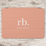 Monogram Coral Peach Elegant Feminine Minimalist iPad Air Cover<br><div class="desc">A minimalist monogram design with large typography initials in a classic font with your name below on a feminine coral peach background. The perfectly custom gift or accessory!</div>