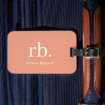 Monogram Coral Peach Elegant Feminine Minimalist Luggage Tag<br><div class="desc">A minimalist monogram design with large typography initials in a classic font with your name below on a feminine coral peach background. The perfectly custom gift or accessory!</div>