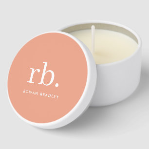 Monogram Coral Peach Elegant Feminine Minimalist Mini Candle Favors