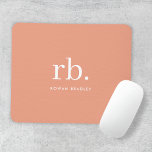 Monogram Coral Peach Elegant Feminine Minimalist Mouse Pad<br><div class="desc">A minimalist monogram design with large typography initials in a classic font with your name below on a feminine coral peach background. The perfectly custom gift or accessory!</div>