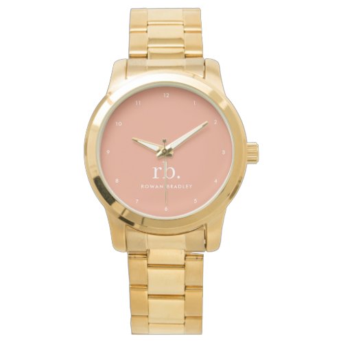 Monogram Coral Peach Elegant Feminine Minimalist W Watch