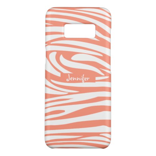 Monogram Coral Pink Striped Zebra Pattern Trendy C Case_Mate Samsung Galaxy S8 Case