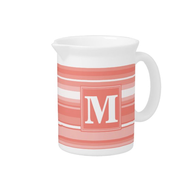 Monogram coral stripes beverage pitcher (Right)