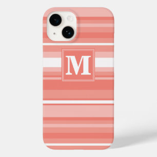 Monogram coral stripes Case-Mate iPhone 14 case