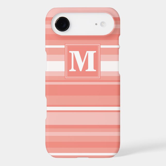 Monogram coral stripes Case-Mate iPhone case (Back)