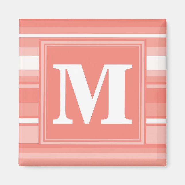 Monogram coral stripes magnet (Front)