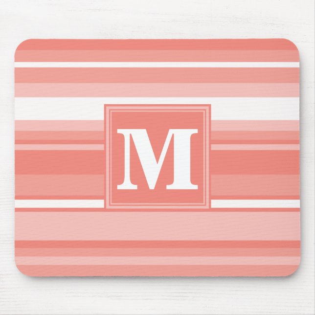 Monogram coral stripes mouse pad (Front)