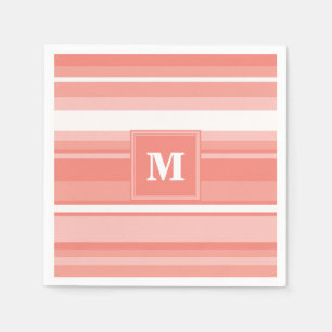 Monogram coral stripes napkins