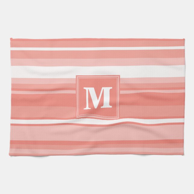 Monogram coral stripes towel (Horizontal)