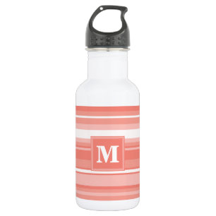 Monogram coral stripes water bottle