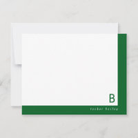 Monogram Corner Dark Green Band Stationery