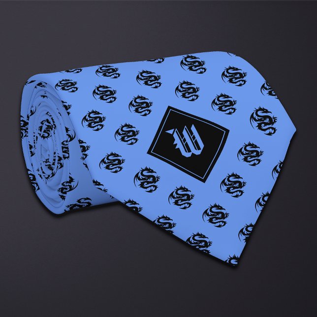 Monogram Cornflower Blue Dragon Neck Tie (Creator Uploaded)