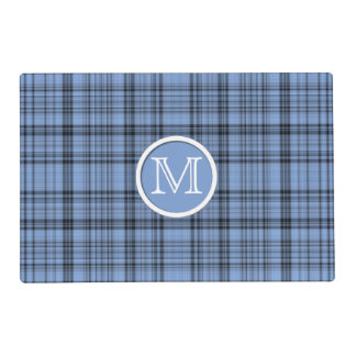 Monogram Cornflower Blue Tartan Placemat