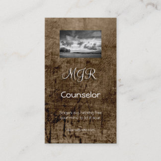 Monogram, Counselling Services, leather-effect Business Card