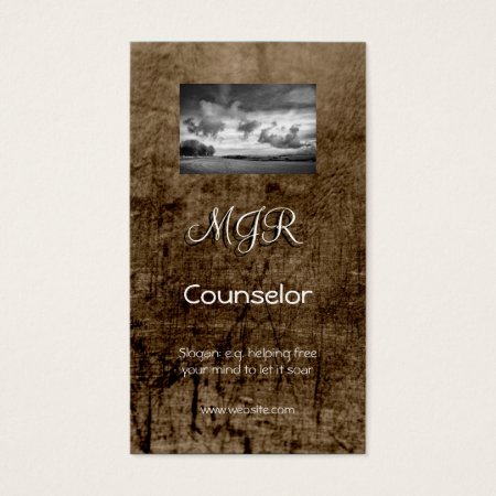 Monogram, Counselling Services, leather-effect Business Card