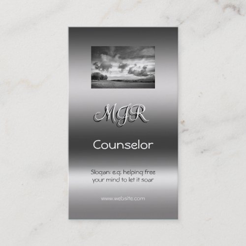 Monogram, Counselling Services, metallic-effect Business Card
