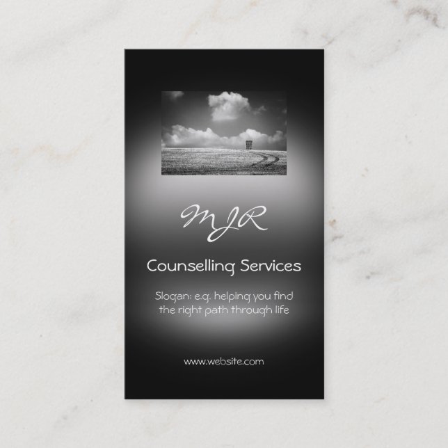 Monogram, Counselling Services, metallic-effect Business Card (Front)