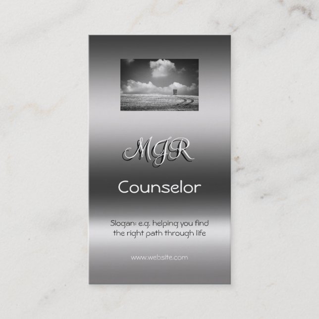 Monogram, Counselling Services, metallic-effect Business Card (Front)
