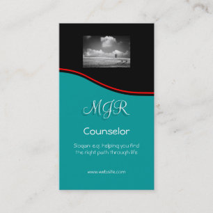 Monogram, Counselling Services, red swoosh Business Card